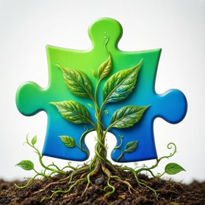 'n Legkaartstuk wat as 'n plant uit grond spruit, wat groei en outisme-aanvaarding simboliseer. — Pixel Watch 3 Muurpapier