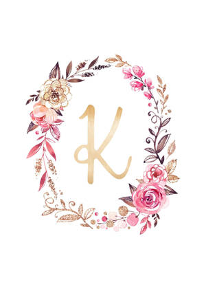 Letter K blomkrans muurpapier — IQOO Pad5 Muurpapier