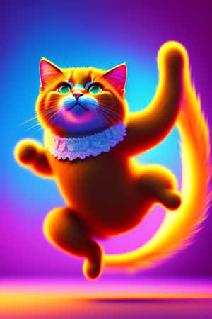 Lewendige_Dansende_Kat_Illustrasie.jpg — Dansende kat Muurpapier