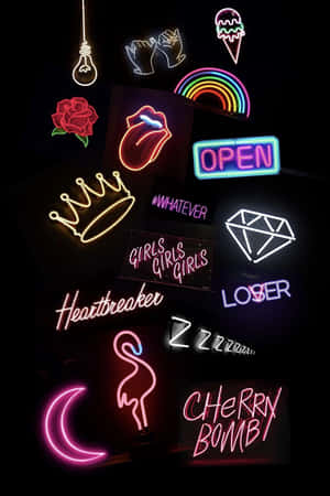 Neon-estetika-agtergrond — Neon estetika Muurpapier