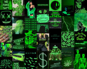 Lewendige Neon Groen Estetiese Agtergrond — Neon groen estetika Muurpapier