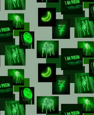 Lewendige Neon Groen Estetiese Agtergrond — Neongroen Muurpapier