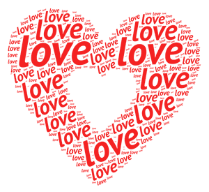 Liefde Woordwolk Hartvorm — Oulike Hart Muurpapier