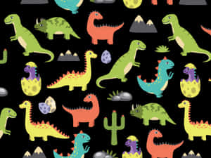 Lieflike Groen Dinosourus Verken die Welige Woud — Oulike dinosourus Muurpapier