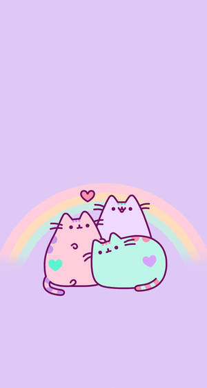 Pastel pusheen katte kawaii pienk blou lila plakpapier.