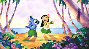 Lilo en Stitch Kuns Disney 4K Ultra Wyd — Estetiese tekenprent Muurpapier