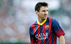 Lionel Messi FC Barcelona-sokkerspan-voorspeler-wallpaper