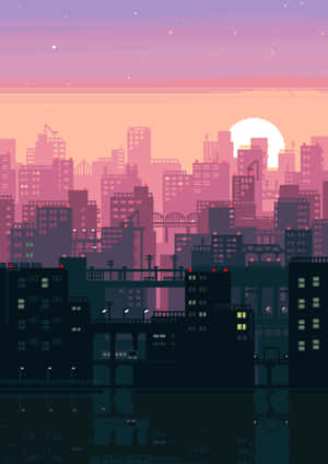 Lo Fi pixel art-stad-muurpapier — OnePlus Pad 2 Pro Muurpapier