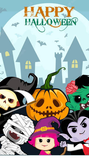 Loerende spotprent Halloween karakters agtergrond