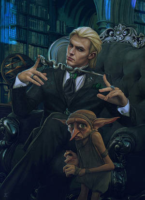 Lucius Malfoy en Slaaf Dobby-Elf — Harry potter estetika Muurpapier