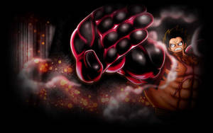Luffy Gear 4 Gevegvorm agtergrond — Luffy gear 4 Muurpapier