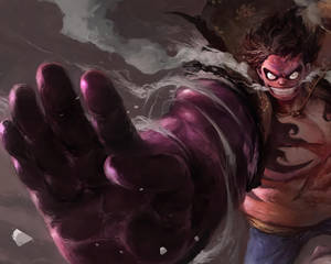 Luffy Gear 4 Grieselglimlag agtergrond — Luffy gear 4 Muurpapier