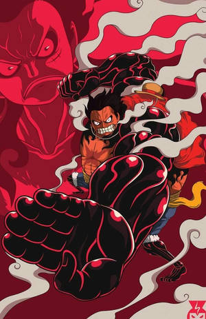 Luffy Gear 4 Rooi Vorm agtergrond
