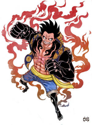 Luffy Gear 4 Vlamliggaam agtergrond — Luffy gear 4 Muurpapier