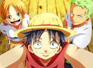 Luffy Zoro — Nami One Piece Muurpapier