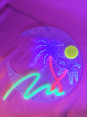 Lumineserende Neonmaan-agtergrond — Neon maan Muurpapier