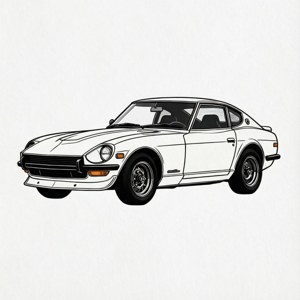 Minimale lynkuns van Datsun 240z — Pixel Watch 3 Muurpapier