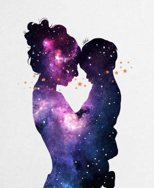 Ma en Dogter Sterrestelsel Grafika — Galaxy foon Muurpapier