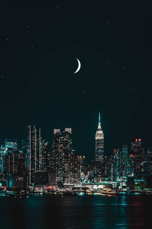 New York Nag iPhone Met Maan — Xiaomi Pad Muurpapier