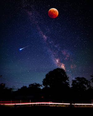 Maan maansverduistering galaxy agtergrond — Samsung Galaxy S20 Muurpapier