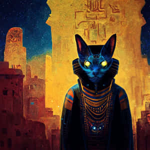 Egiptiese Kat Prente — Estetiese kat Muurpapier