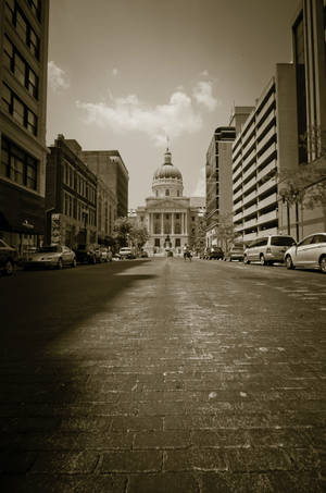 Majestueuse Uitsig oor die Indiana Statehouse in Indianapolis — Huawei MatePad Pro 12 (2026) Muurpapier