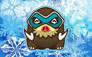 Mamoswine met Blou Sneeuvlokkie-agtergrond — Nintendo Muurpapier