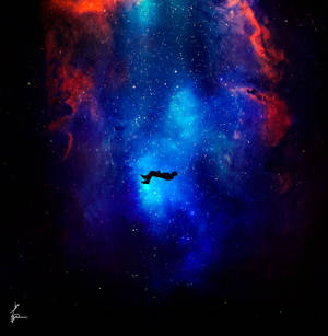 Man wat in die ruimte sweef Universeel — Ruimte Muurpapier