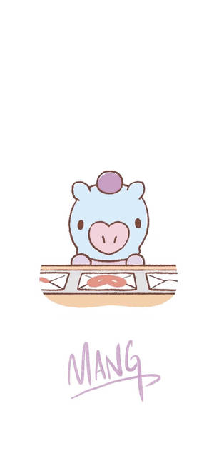 Mang Bt21 kuns agtergrond — iPhone 18 Pro Max Muurpapier