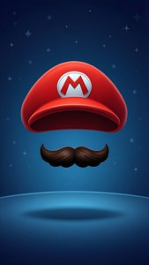 Minimalistiese abstrak van Mario se rooi hoed en snor. — Nintendo Muurpapier