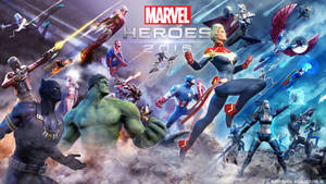 Marvel-superhelde 2016 kyk op terwyl hulle die vyande aanval.