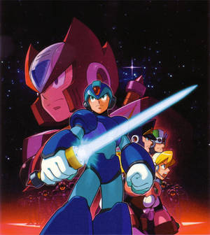 Mega Man Xtreme 2 speletjie plakkaat agtergrond — Vivo X Fold3 Muurpapier