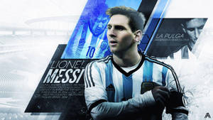 La Pulga Lionel Messi in grafiese blou agtergrond kunsmuurpapier