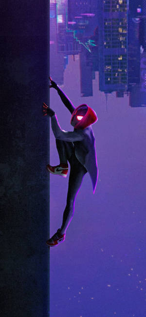 Miles Morales in Spider Man Into The Spider Verse-agtergrond — iPhone 17 Muurpapier