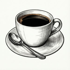 'n Lyn kuns tekening van 'n koffiekoppie — Pixel Watch 3 Muurpapier