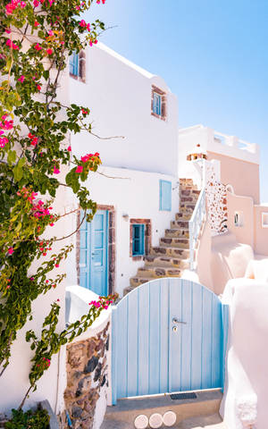 Minimalistiese Santorini in Pastelkleure — Xiaomi Pad Mini Muurpapier