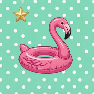 Mintgroen preppy muurpapier met kolletjies en 'n flamingo-dryf — Pixel Watch Muurpapier