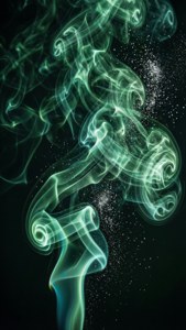 Eteriese groen rook met silwer vonkels. — Slytherin estetiek Muurpapier