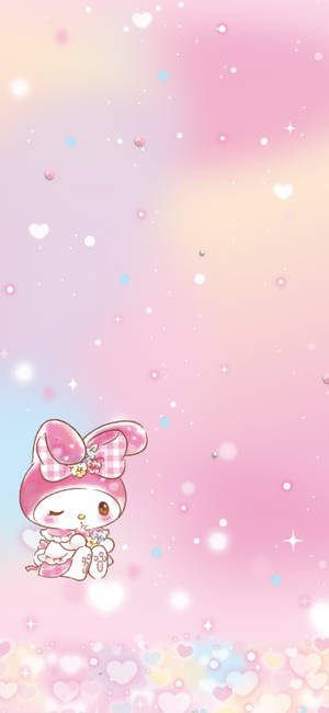 My Melody in pastelverloop-agtergrond — iPhone 17e Muurpapier