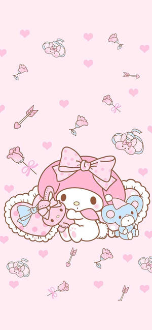 My Melody Wit Konyn-agtergrond — iPhone 18 Muurpapier
