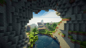 Minecraft groot grot mure woud HD agtergrond