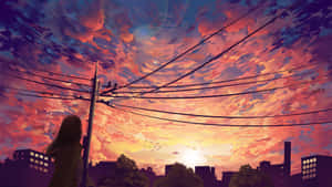 Anime-stad prente — Anime stad GIF Muurpapier
