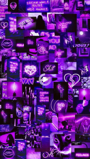 'n Collage van pers prente met baie harte — Neon pers Muurpapier
