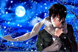 Winteraand met sneeu anime-seun HD agtergrond