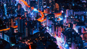 Neon City agtergrond — Neon stad Muurpapier