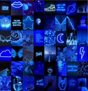 Neonblou estetika prente — Neon blou estetika Muurpapier