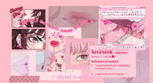 Pienk Anime Estetiese prente — Estetiese pienk Muurpapier
