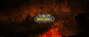 Ultrawye World of Warcraft-titel in die middel van 'n vurige rotsagtige kerker.