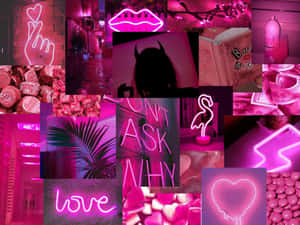 Neonpienk estetiese prente — Neon pienk esteties Muurpapier