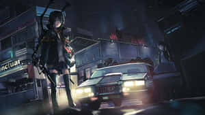Anime Motor agtergrond — Anime kar Muurpapier